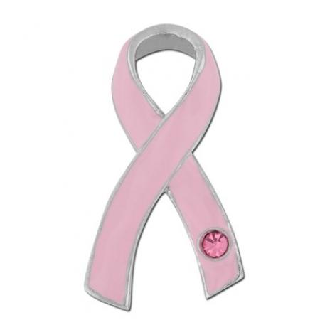 Pink Ribbon with Pink Stone Pin 