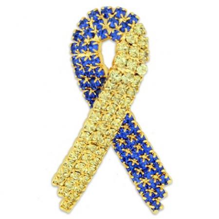 Rhinestone Down Syndrome Ribbon Brooch 