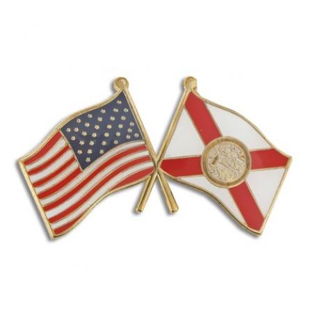 Florida and USA Crossed Flag Pin 