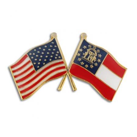 Georgia and USA Crossed Flag Pin 