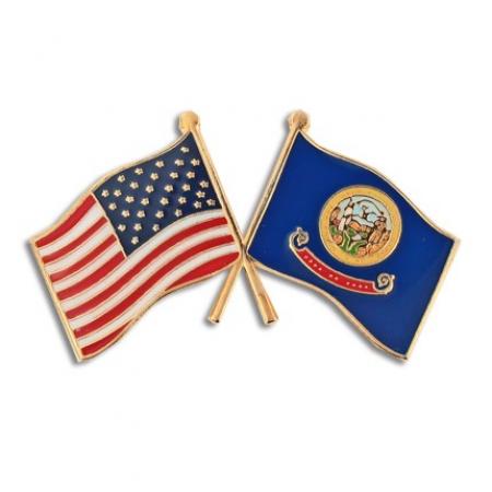 Idaho and USA Crossed Flag Pin 