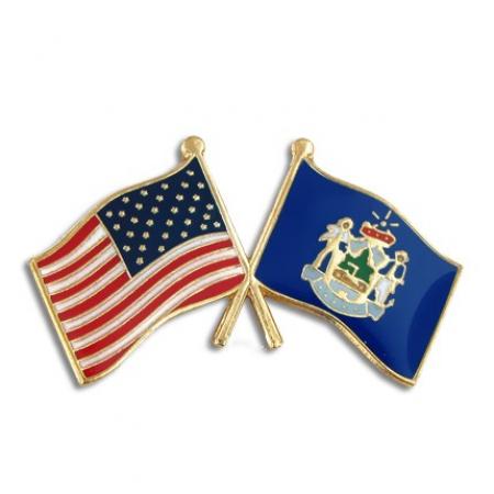 Maine and USA Crossed Flag Pin 