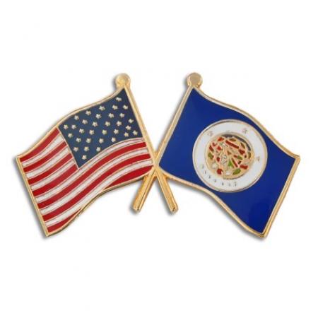 Minnesota and USA Crossed Flag Pin 