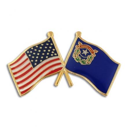 Nevada and USA Crossed Flag Pin 