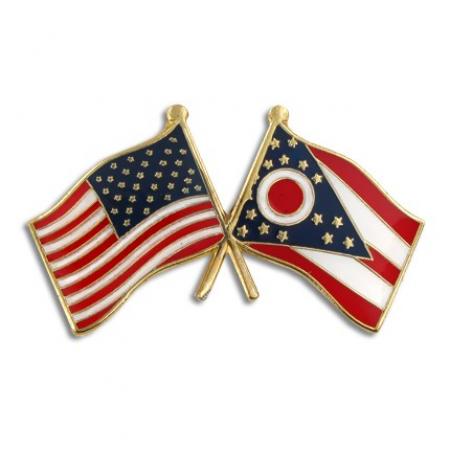 Ohio and USA Crossed Flag Pin 