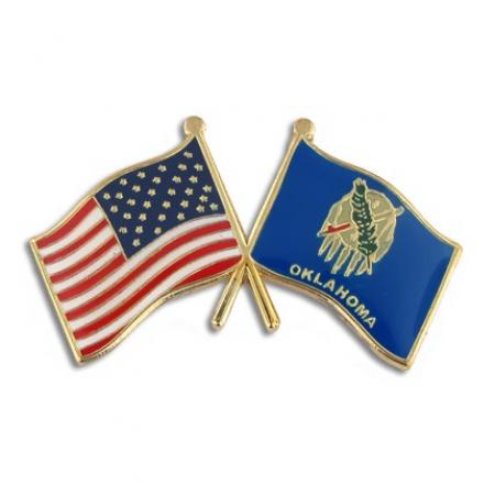 Oklahoma and USA Crossed Flag Pin 