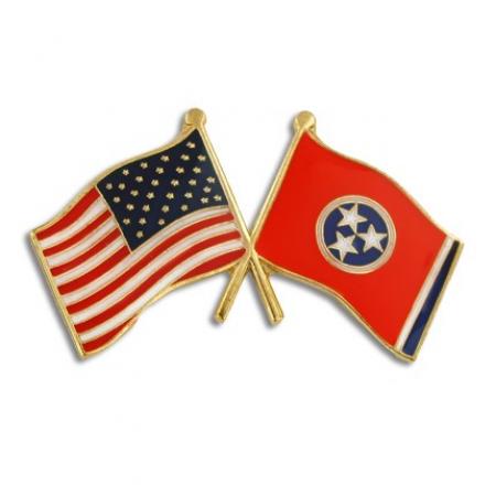 Tennessee and USA Crossed Flag Pin 