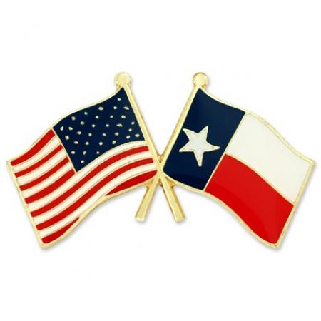 Texas and USA Crossed Flag Pin 