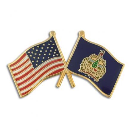 Vermont and USA Crossed Flag Pin 