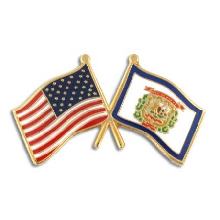 West Virginia and USA Crossed Flag Pin 