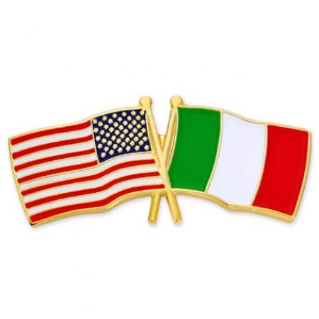 USA and Italy Flag Pin 