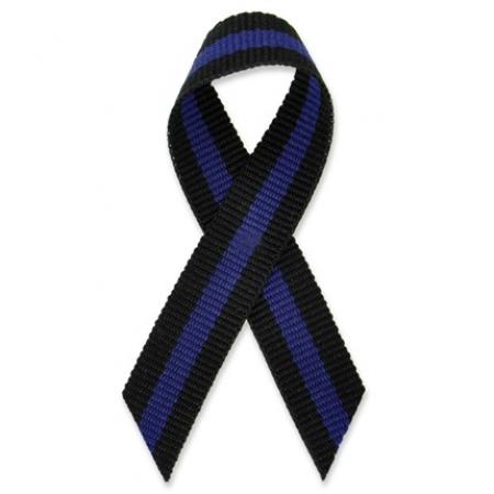 Black with Blue Stripe Cloth Ribbon Pin Pack of 25 