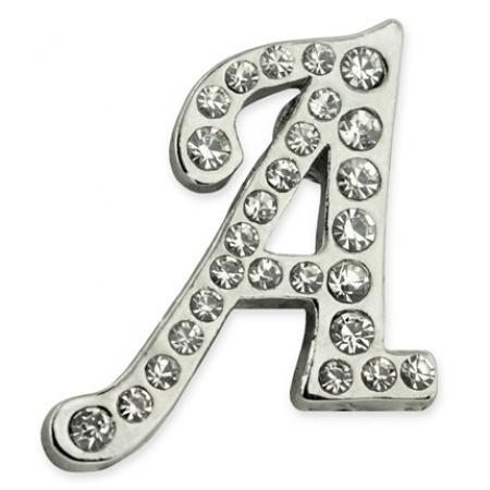 Rhinestone Letter A Pin 