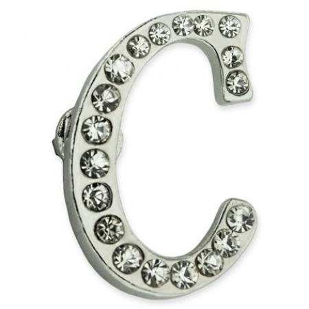 Rhinestone Letter C Pin 