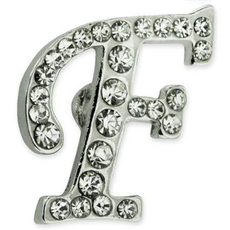 Rhinestone Letter F Pin 