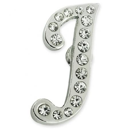 Rhinestone Letter J Pin 