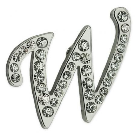 Rhinestone Letter W Pin 