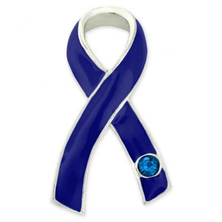 Blue Ribbon with Stone Pin 