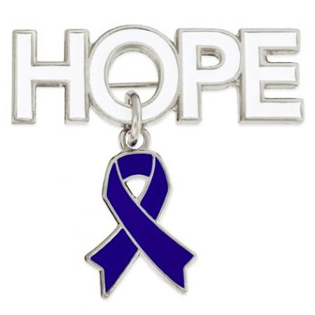 Hope Pin with Blue Ribbon Charm 