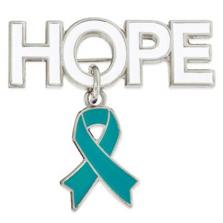 Hope Pin with Teal Ribbon Charm 