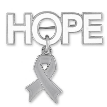 Hope Pin with Grey Ribbon Charm 