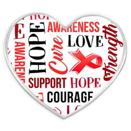 Red Heart Awareness Words Pin 