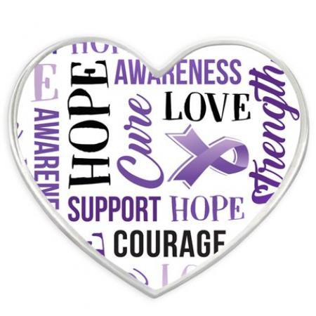 Purple Heart Awareness Words Pin 