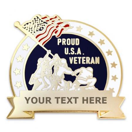 Engravable Military Veteran Pin 