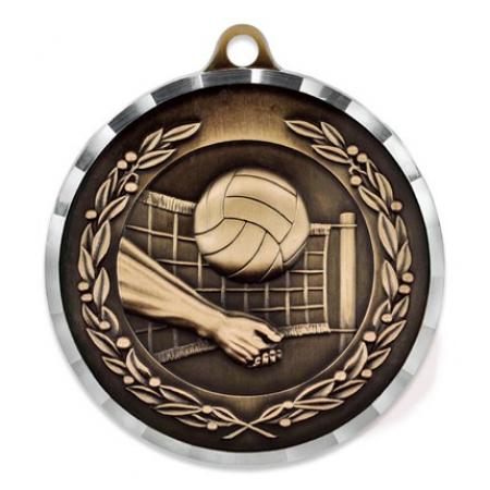 2” Diamond Cut Volleyball Medal - Engravable