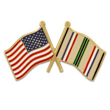 USA and Desert Storm Crossed Flag Pin 