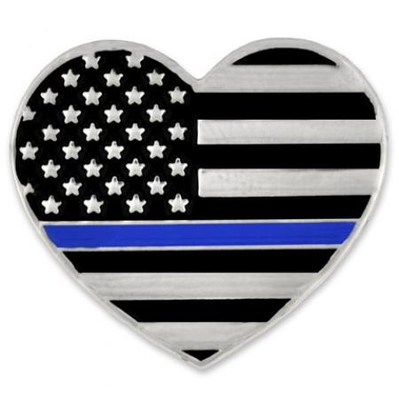 Thin Blue Line Heart Pin 