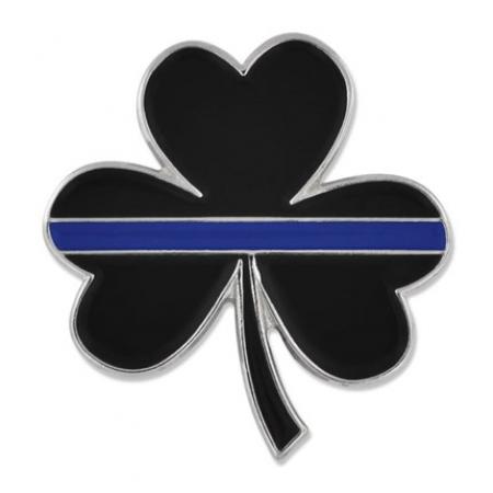 Thin Blue Line Shamrock Pin 