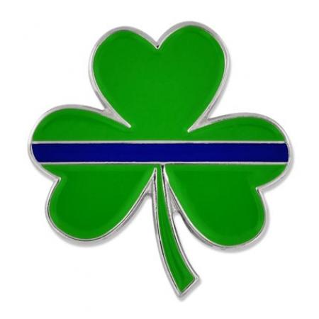 Thin Blue Line Green Shamrock Pin 