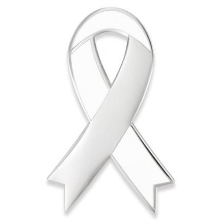 Awareness Ribbon-White Engravable Pin 