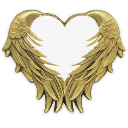 White Heart With Wings Pin 