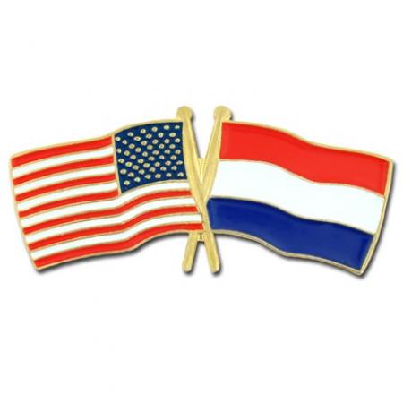 USA and Netherlands Flag Pin 