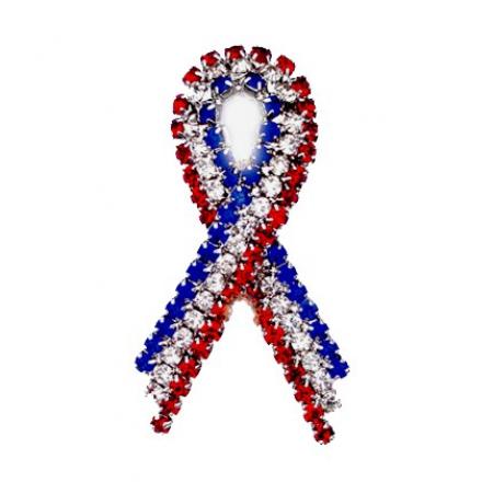 Rhinestone USA Ribbon Pin 