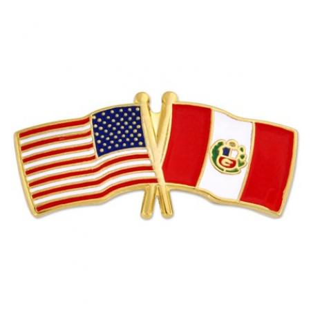 USA and Peru Flag Pin 