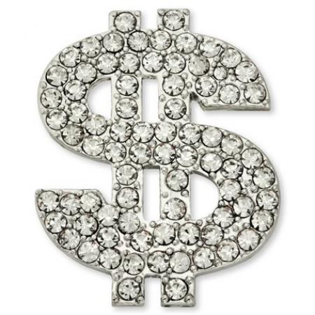 Rhinestone Dollar Sign ($) Pin 