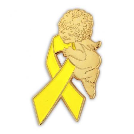 Yellow Ribbon Angel Pin 