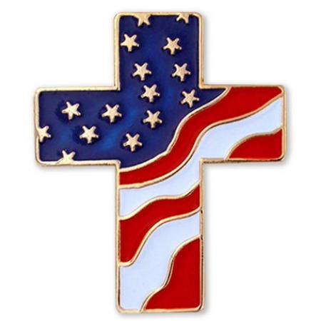 American Flag Cross Pin Magnetic Back 