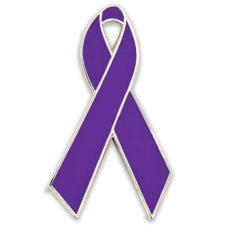 Purple Ribbon Pin Magnetic Back 