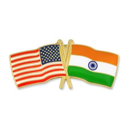 USA and India Flag Pin 