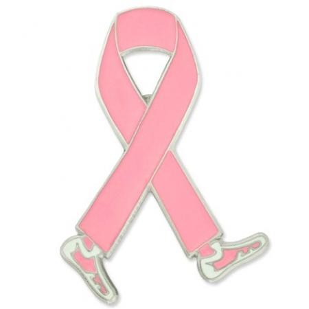 Walking Breast Cancer Ribbon Pin 