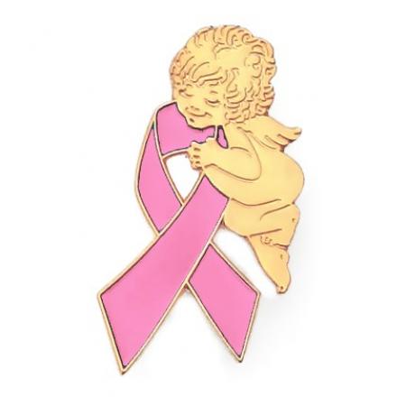 Pink Ribbon Angel Pin 