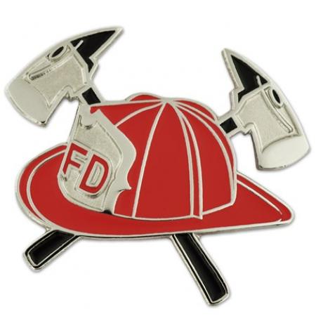 Red Fireman Hat with Crossed Axes Pin 