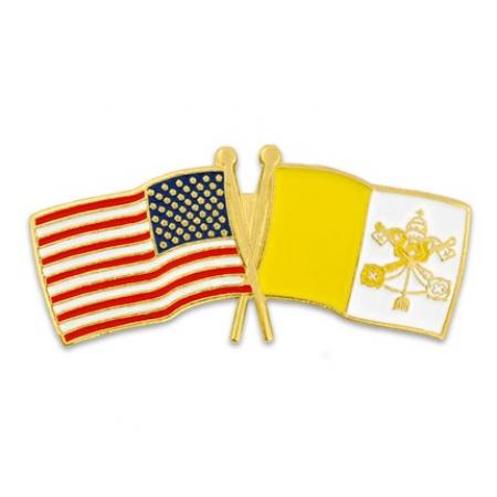 USA and Vatican City Flag Pin 