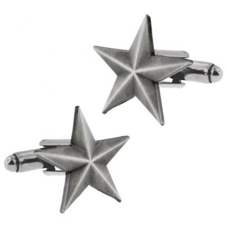 Antique Nickel Star Cufflink Set 