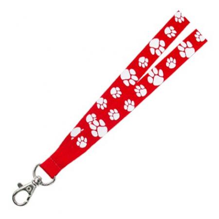 Paw Print Lanyard - Red & White 