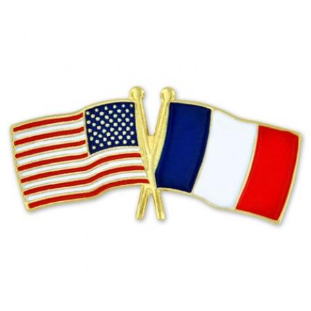 USA and France Flag Pin 